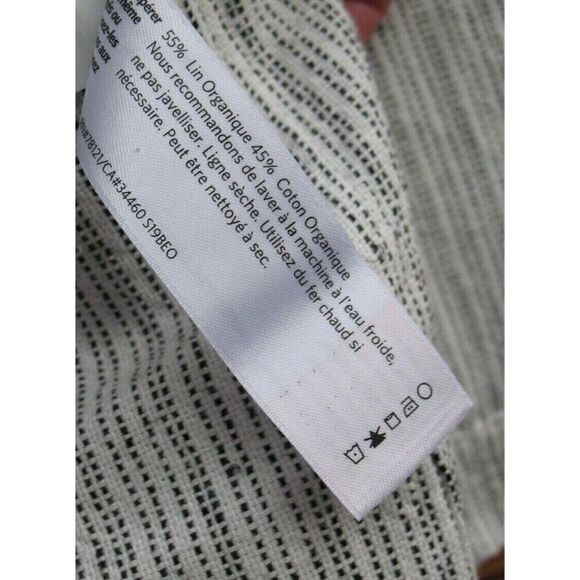 Eileen Fisher Ivory Organic Linen Cotton Boxy Ticking Stripe Jacket Size S - Picture 9 of 10